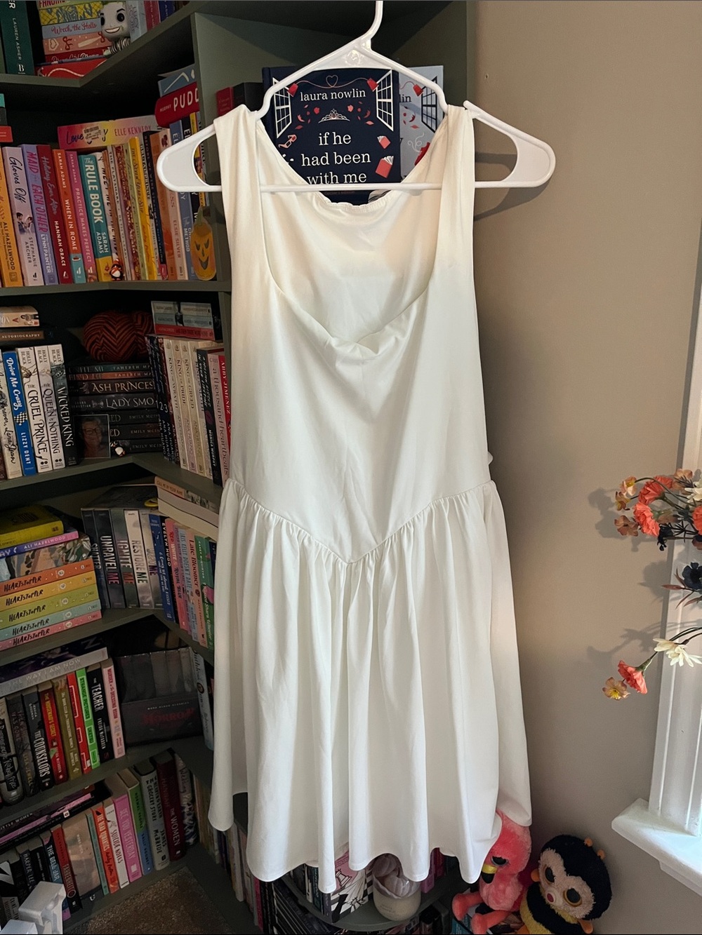 Cream Tie-Waist Sleeveless Dress